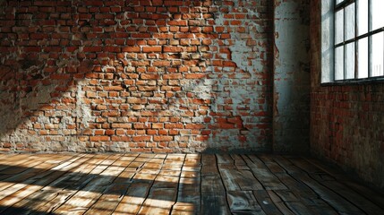 Wall Mural - Vintage Unplastered brick wall on the side of the room. No equipment item, Generative AI