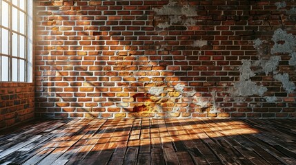 Wall Mural - Vintage Unplastered brick wall on the side of the room. No equipment item, Generative AI