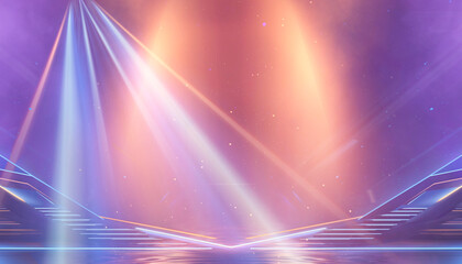 Wall Mural - Abstract futuristic neon landscape with palm trees. 3D illustration