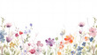 © xuan - Floral frame with watercolor flowers, decorative flower background pattern, watercolor floral border background