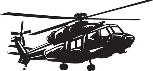 Wall Mural - Warrior Elite Emblematic Black Helicopter Stealth Strike Vector Black Combat Helicopter