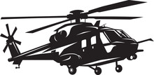 Lethal Force Black Combat Helicopter Iconic Design Dynamic Guardian Vector Black Helicopter Emblematic Symbolism