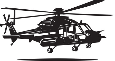Wall Mural - Elegant Strike Vector Black Helicopter Iconic Representation Sleek Assault Black Combat Helicopter Emblematic Concept