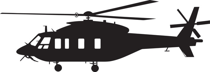 Wall Mural - Lethal Elegance Black Combat Helicopter Emblematic Design Tactical Dominance Vector Black Helicopter Symbolic Icon