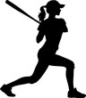 Woman baseball athlete sports player swinging bat silhouette