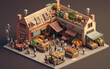 Diorama of a market