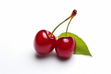 Wall Mural - Cherrys, top view, white background , isolated 