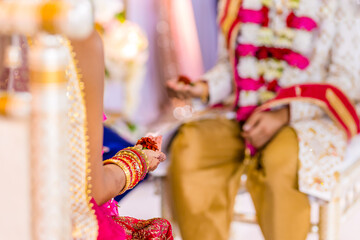 Indian Hindu wedding ceremony rituals close up