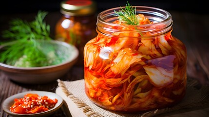 Wall Mural - Korean cuisine fermented cabbage kimchi