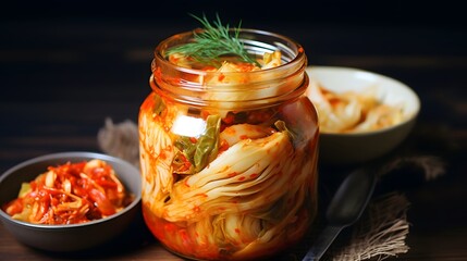 Wall Mural - Korean cuisine fermented cabbage kimchi