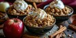 Warm and Spiced Dessert Comfort - Chai Spiced Apple Crisp - Cozy Bliss in Every Bite - Soft Light Accentuating Dessert Warmth