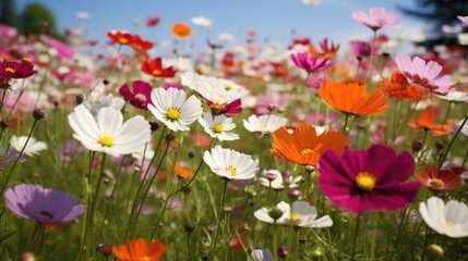  Spring summer floral background. wild flowers field