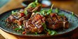 Spicy Mediterranean Meat Delight - Harissa Grilled Lamb Chops - Culinary Opulence on Your Plate - Soft Light Illuminating Grilled Lamb