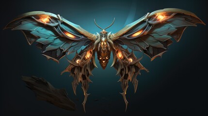 Sticker - A large butterfly with glowing eyes and wings, AI