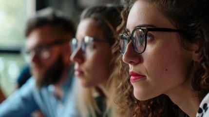 Poster - A picture of a group of people sitting next to each other. This versatile image can be used to depict teamwork, friendship, collaboration, or any situation involving a gathering of individuals