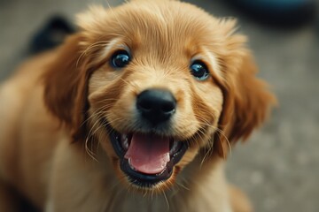 Canvas Print - A brown dog with blue eyes looking directly at the camera. Can be used for pet-related articles or advertisements