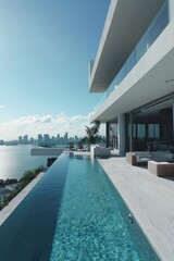 Aufkleber - A large swimming pool next to a building. Perfect for architectural and lifestyle designs