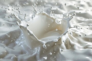 Aufkleber - A splash of milk on a white surface. Ideal for food and beverage related projects