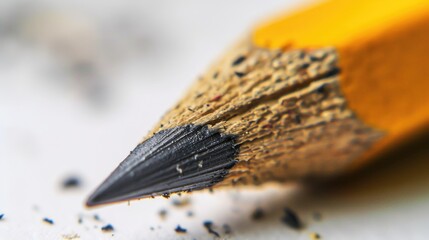 Aufkleber - A detailed view of a pencil placed on a table. Suitable for office, education, and creativity-themed designs