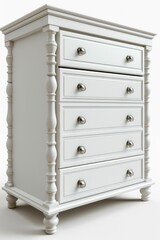 Poster - A white chest of drawers on a white background. Can be used for interior design or home organization