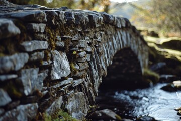 Poster - A picturesque stone bridge over a serene stream in the heart of a lush forest. Ideal for nature-themed projects and peaceful settings