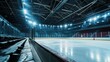 © Fotograf - An empty hockey rink with lights shining on the ice. Perfect for sports-related designs and marketing materials