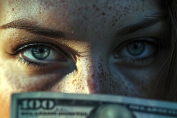 Aufkleber - Close up of a person holding a money bill. Suitable for financial and business concepts