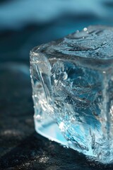 Aufkleber - A piece of ice sitting on top of a table. Can be used for illustrating concepts such as coldness, refreshment, or climate change