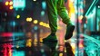 Neon Nights Take your evening jog to the next level with this sleek and stylish neon green tracksuit and shoes, perfect for evening workouts or casual night outs.