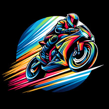 Blazing Speed On Superbike Leaves A Trail Of Vibrant Rainbow