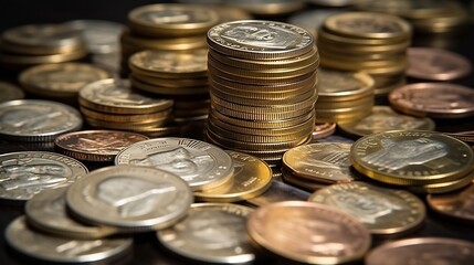 Aufkleber - Portrait of Benjamin Franklin close-up shots in macro lens from one hundred dollars banknote and coins cents : Generative AI