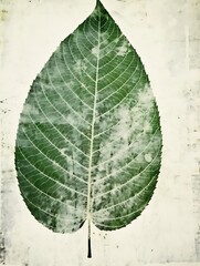 Poster - Stylish grunge ink stamp. Prints. Imprint. Stamp. Pattern with leaf. Prints of autumn plants on a white background leaf. Grunge leaves. Leaf stamp : Generative AI