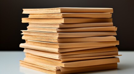 Poster - close up of a stack of paper on white background : Generative AI