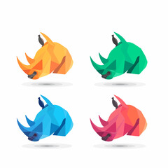 Wall Mural - rhinoceros head logo template vector icon illustration design on white background