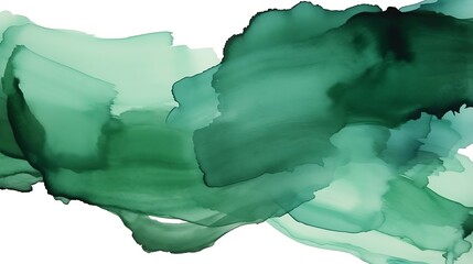 Leinwandbilder - Abstract ink texture brush background turquoise green aquarel watercolor splash hand paint on white background : Generative AI