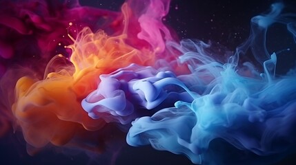 Aufkleber - Beautiful abstraction of liquid paints in slow blending flow mixing together gently : Generative AI