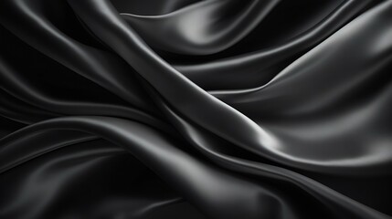 Poster - Black gray satin dark fabric texture luxurious shiny that is abstract silk cloth background with patterns soft waves blur beautiful. : Generative AI