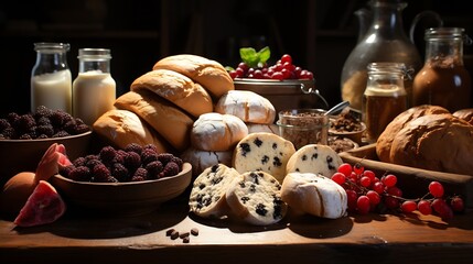 Poster - Delicious dessert baked goods with its unique ingredients in a high quality manner : Generative AI
