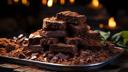 Poster - Pile of Delicious Chocolate Brownies : Generative AI