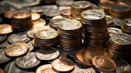 Aufkleber - Portrait of Benjamin Franklin close-up shots in macro lens from one hundred dollars banknote and coins cents : Generative AI