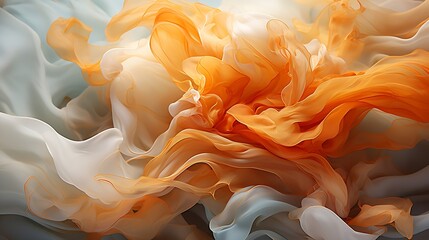 Aufkleber - Beautiful abstraction of liquid paints in slow blending flow mixing together gently : Generative AI