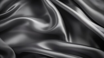 Poster - Black gray satin dark fabric texture luxurious shiny that is abstract silk cloth background with patterns soft waves blur beautiful. : Generative AI