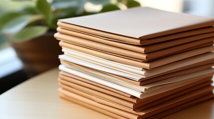 Poster - close up of a stack of paper on white background : Generative AI