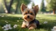 yorkshire terrier in an spring park