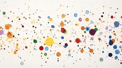 Leinwandbilder - Colorful ink splashes. Paint splatters on bright material. Multi color dots. Watercolor on white paper. : Generative AI