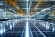 Solar Panel Production Process on Advanced Factory. Generative AI.