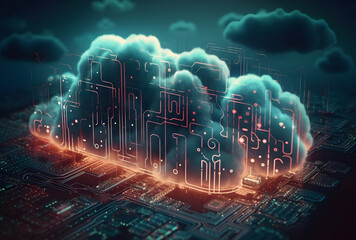 Wall Mural - Cloud and edge computing technology concepts support a large number of users