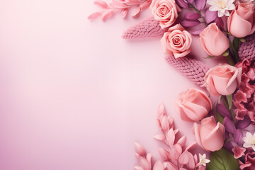 Wall Mural - Beautiful, stylish Mothers Day or Valentines Day background or banner. Flowers and presents with copy space