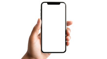 Hand Holding Smart Phone Isolated On Transparent Background Remove Png, Clipping Path, Pen Tool