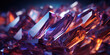 Dynamic array of blue and purple crystals, gleaming with soft light